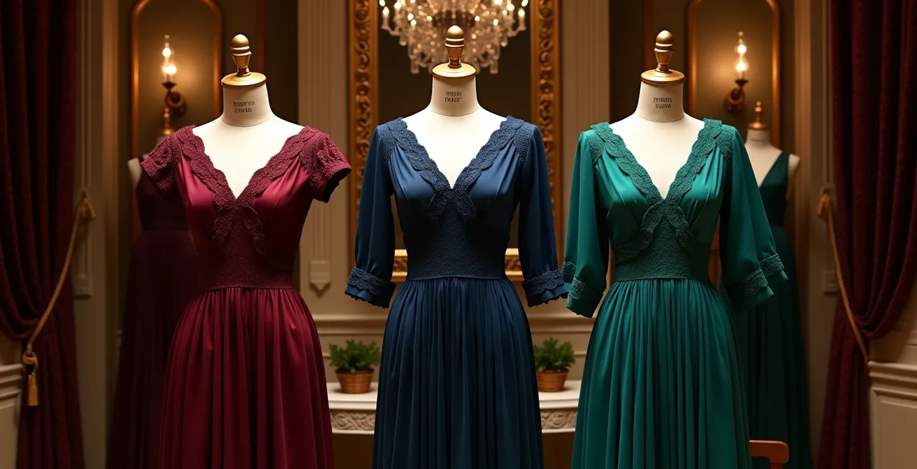 Comparación visual de vestidos en diferentes colores para invitadas de boda