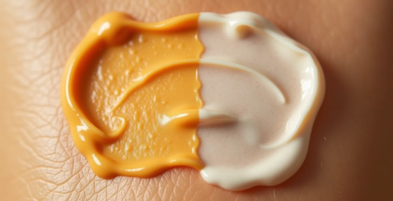 Comparación visual de texturas y cantidades de SPF 30 y 50+