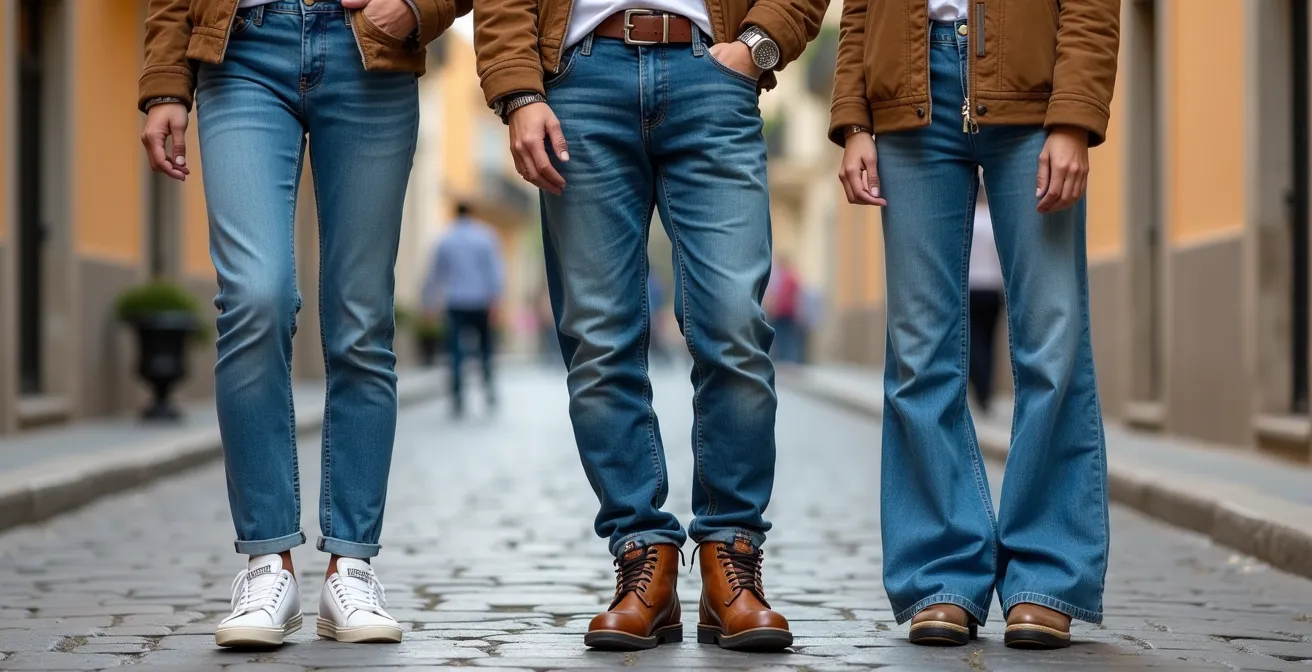 Evolución visual de estilos de vaqueros por generación y geografía española