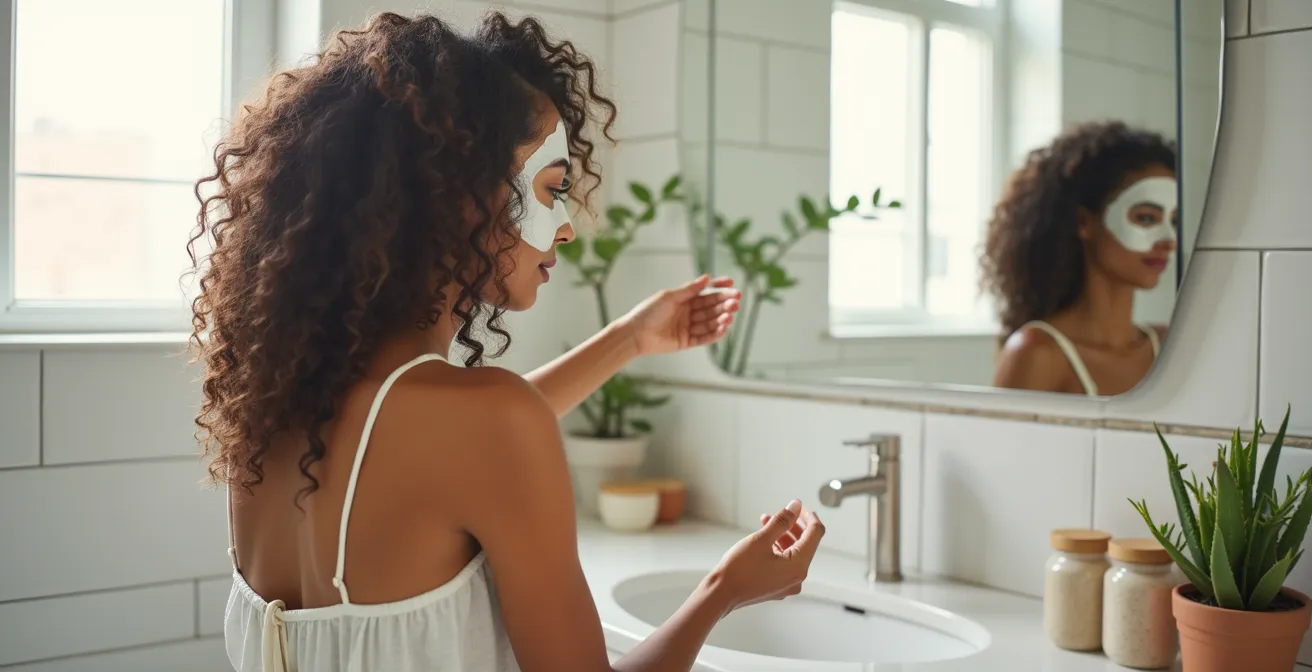 Aplicación de mascarilla capilar en diferentes zonas del cabello rizado