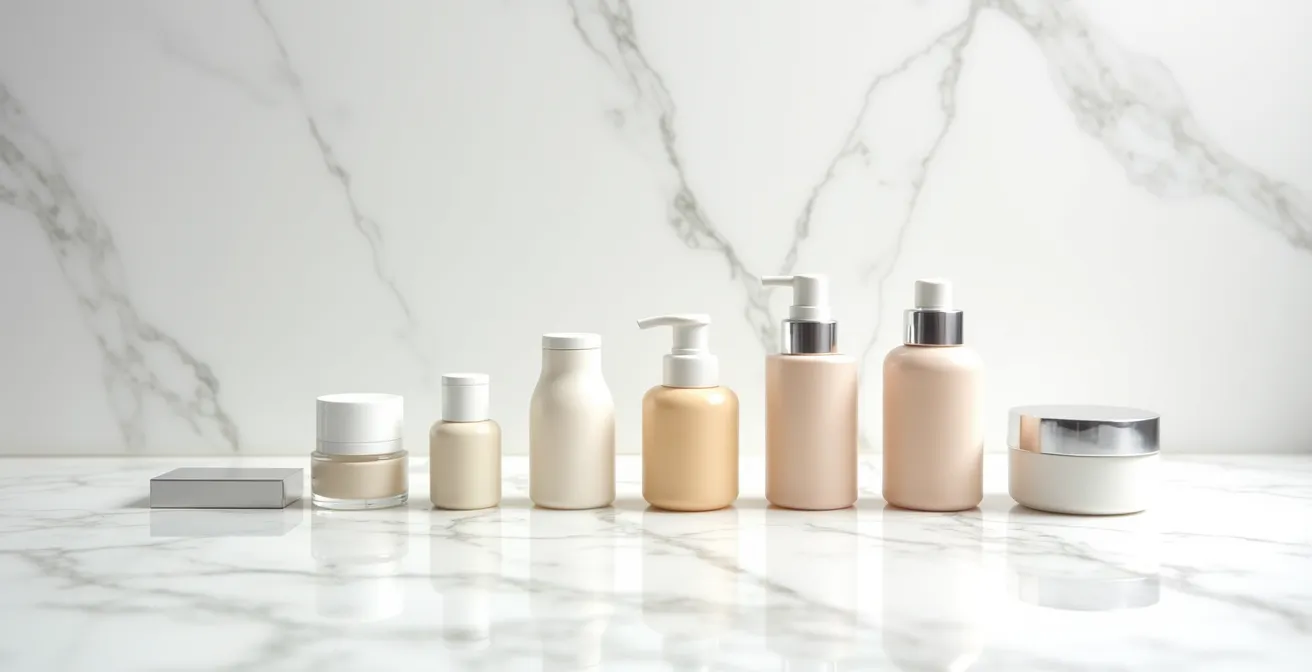 Secuencia de productos faciales ordenados por textura de menor a mayor densidad