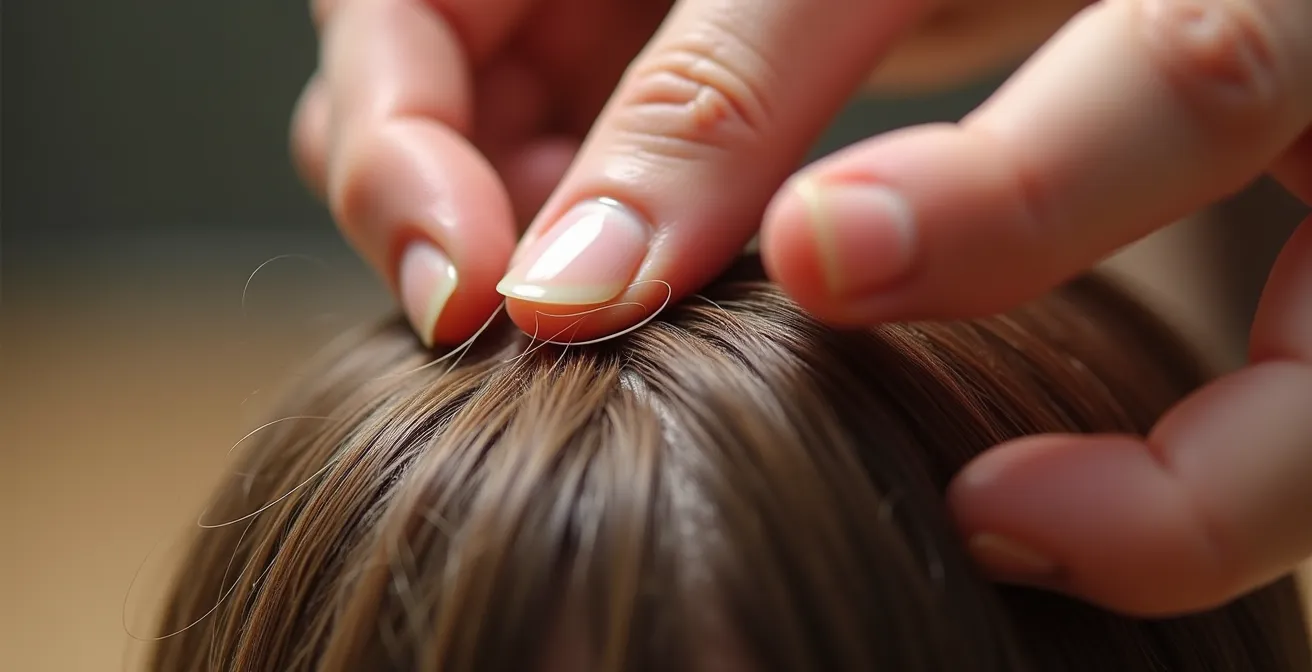 Detalle de manos realizando masaje de despegue en cuero cabelludo