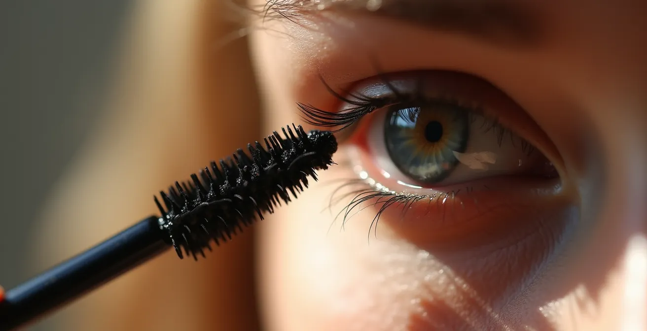 Demostración visual de la técnica zigzag correcta en la aplicación de máscara de pestañas